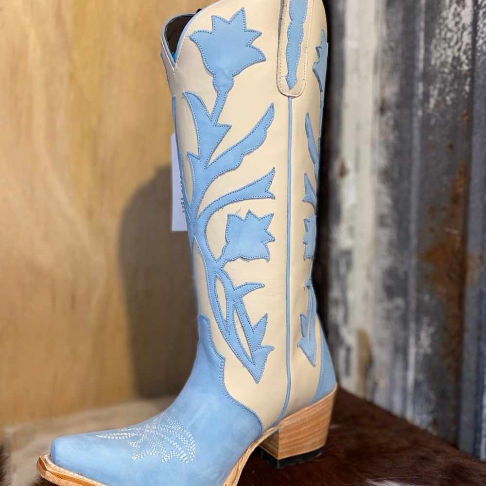 Blue and Cream Western Boots by lane boots